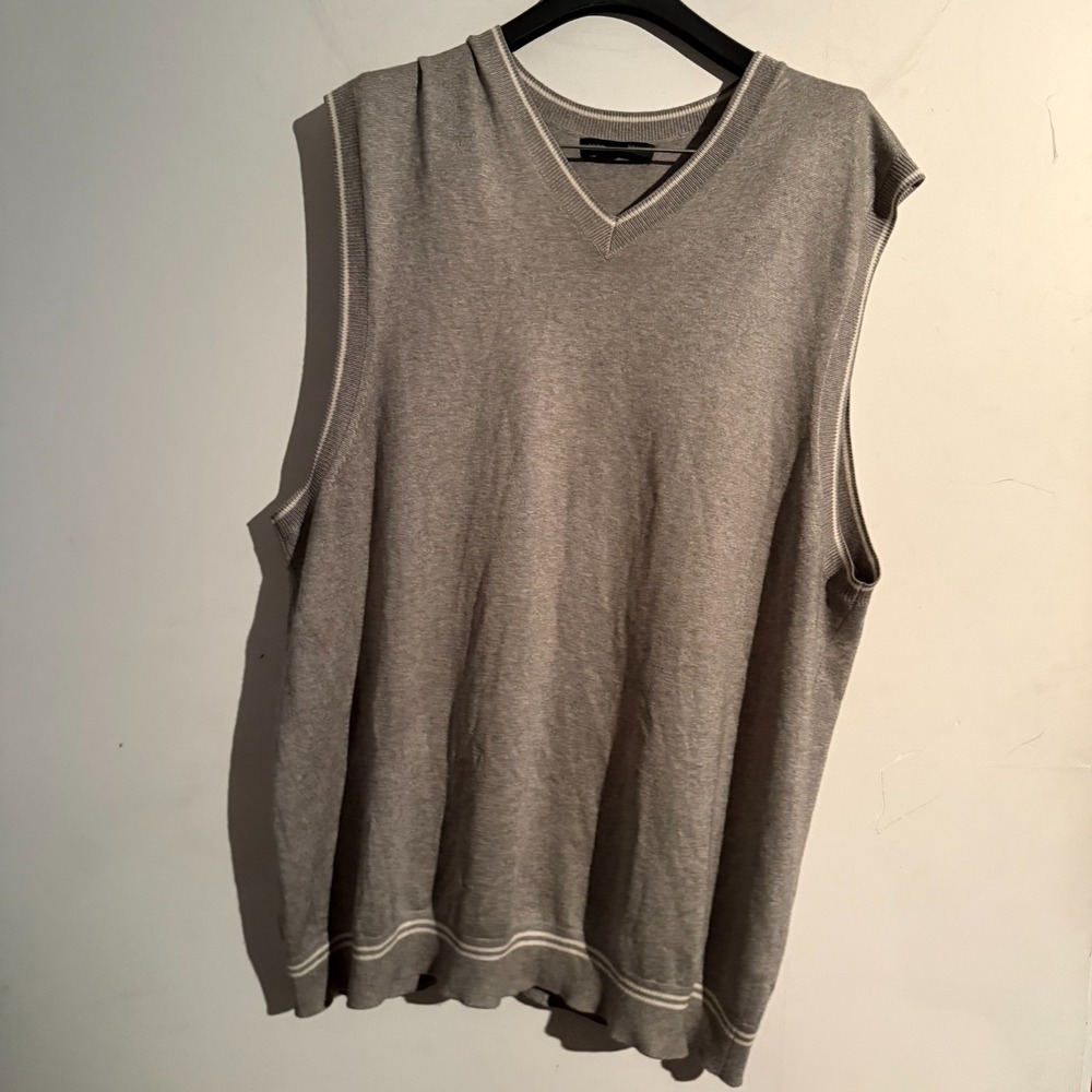 Banana Republic Sweater Vest Mens XL Gray V‎ Neck Silk Cotton Cashmere Blend
